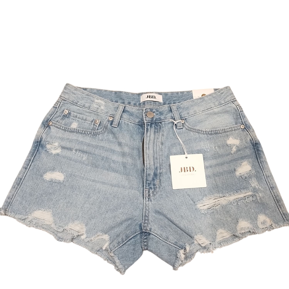 Light Blue Distressed Denim Shorts